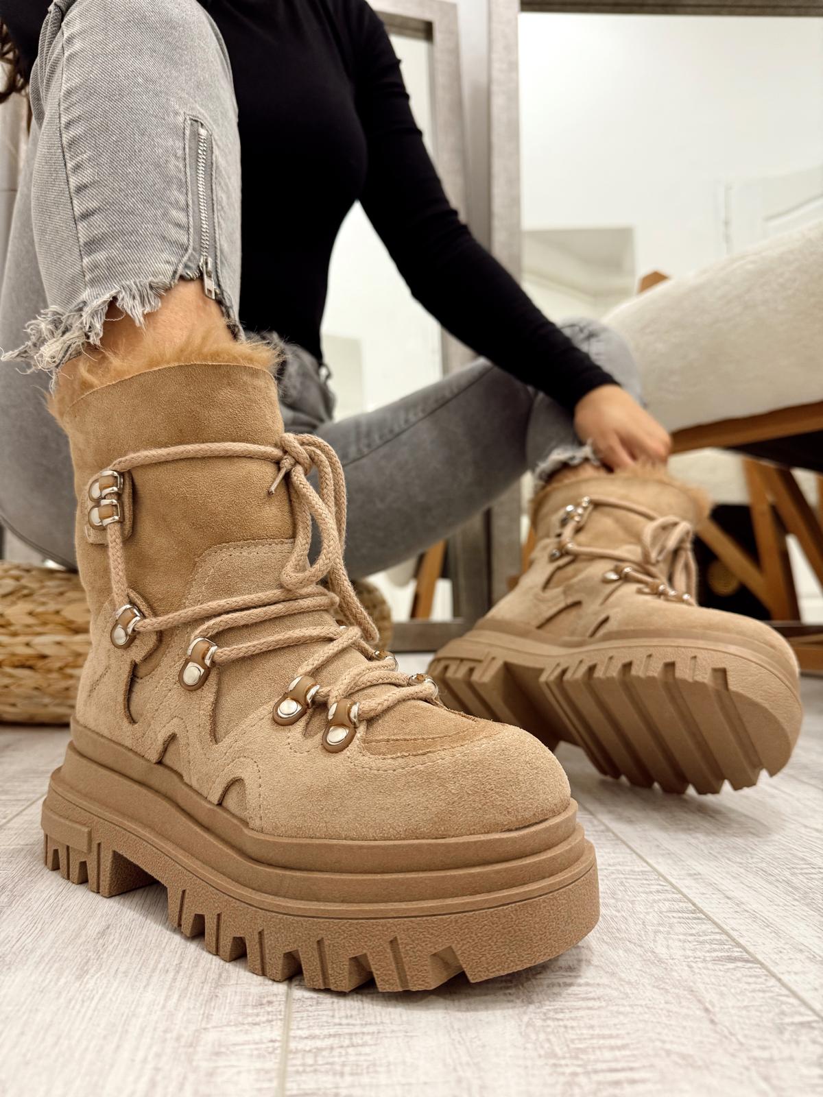Lederstiefeletten F665 - BEIGE