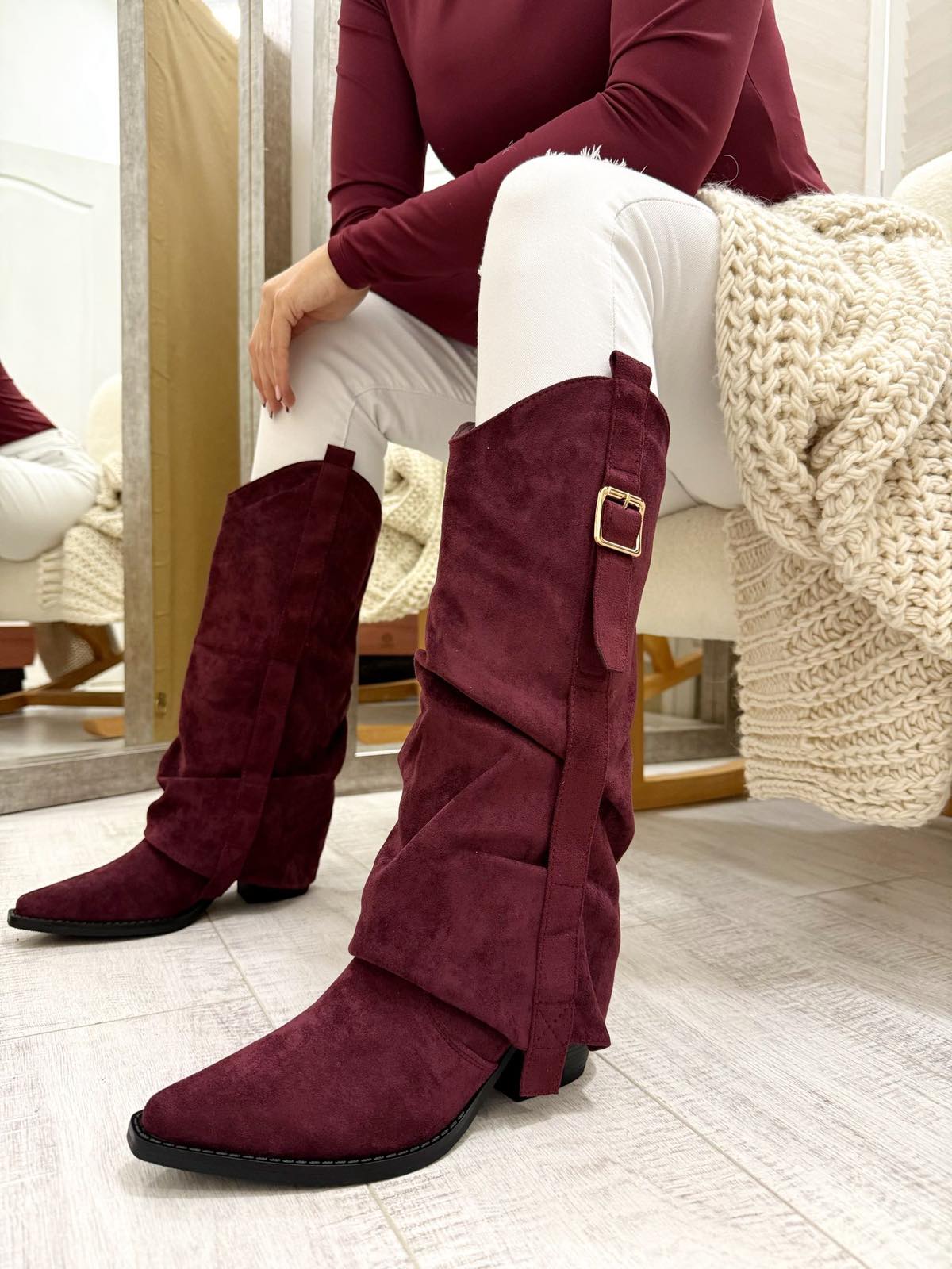 Damen Stiefel F894 - WEINROT
