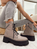 Lederstiefeletten F634 – GRAU