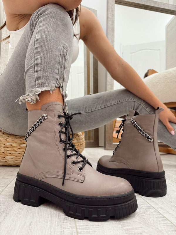 Leather booties F634 - GREY