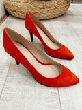Leather heels F970 - ROȘIE
