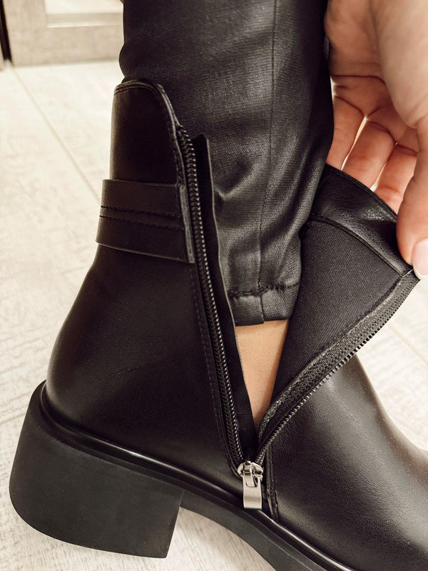 Women half boots F497 - BLACK