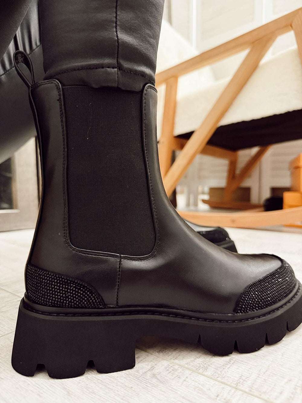 Women half boots F495 - BLACK