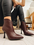 Women half boots F502 - WINE RED