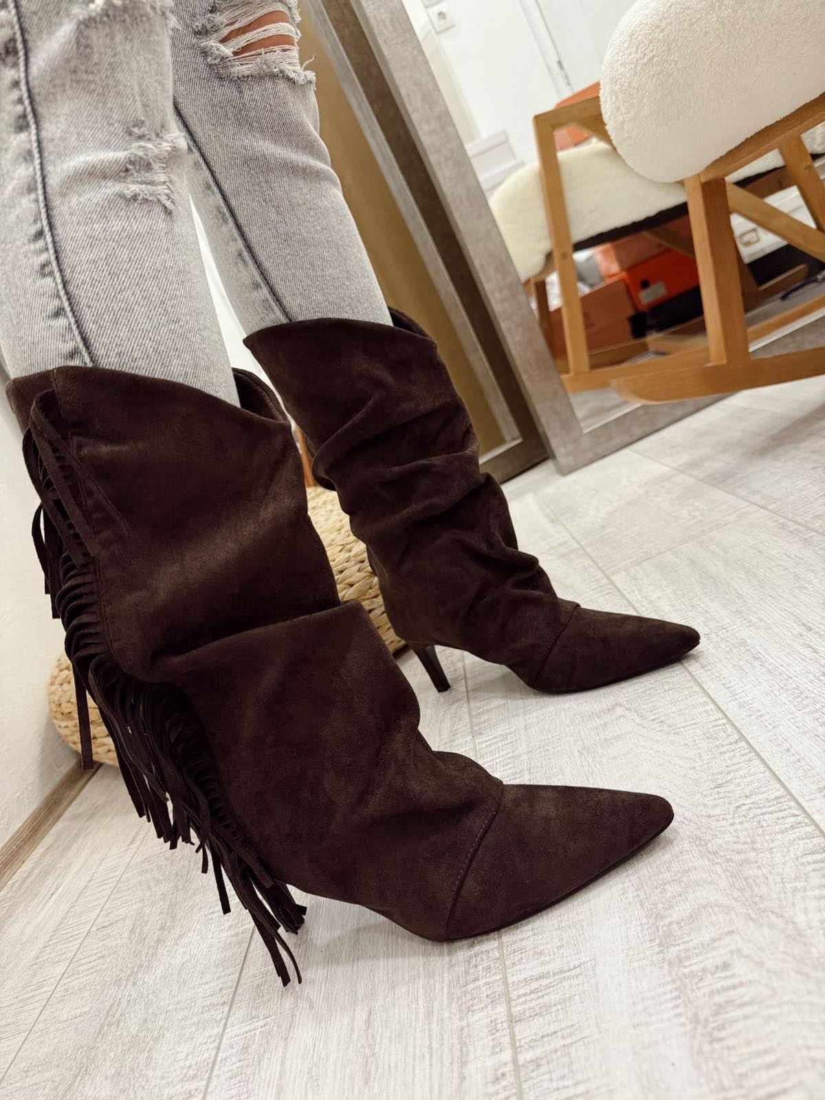Women half boots F899 - BROWN