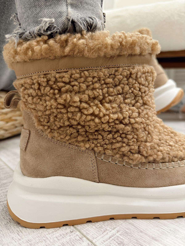 Leather booties F666 - BEIGE