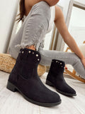 Lederstiefeletten F632 - SCHWARZ