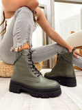Lederstiefeletten F634 – GRÜN