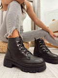 Leather booties F633 - BLACK