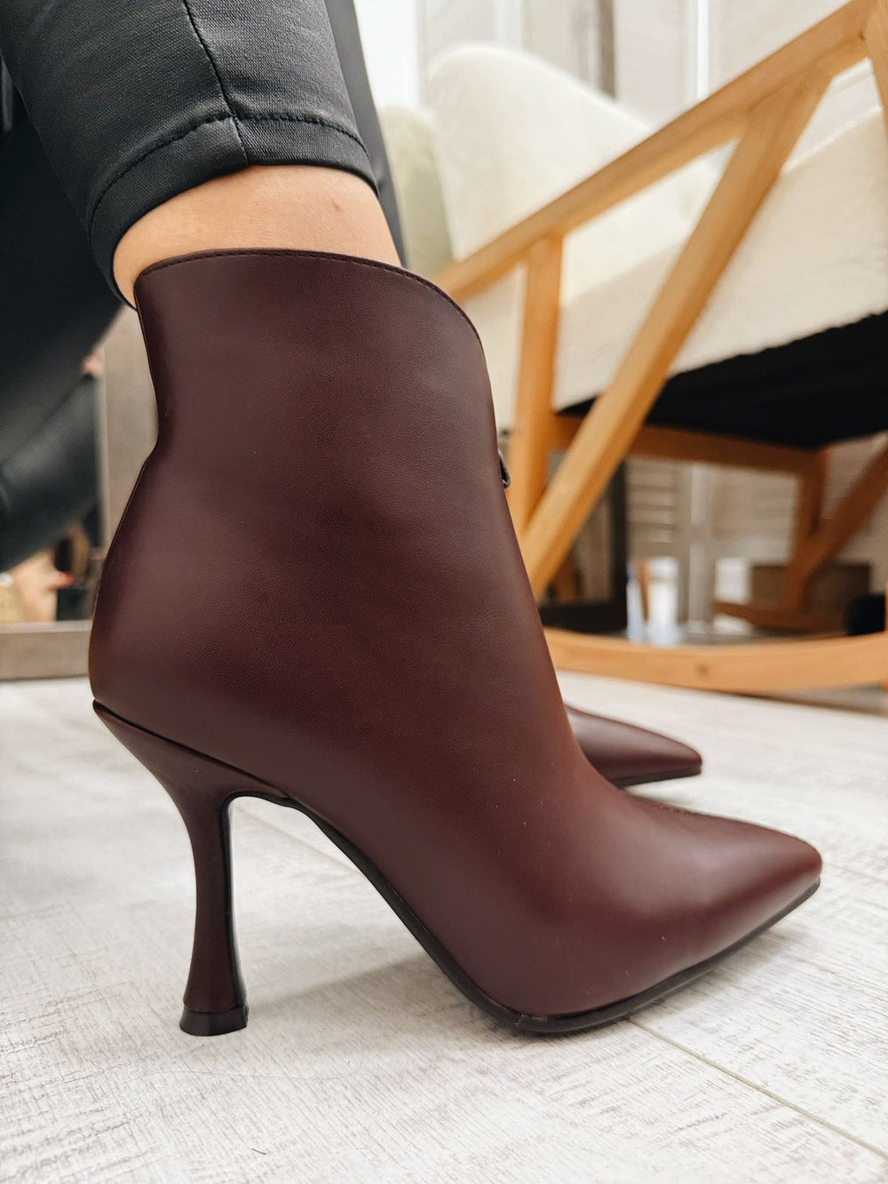 Women half boots F502 - WINE RED