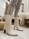 Leather booties F949 - LIGHT BEIGE