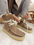 Leather booties F668 - BEIGE