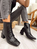 Women half boots F541 - BLACK
