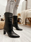Lederstiefeletten F949 - SCHWARZ