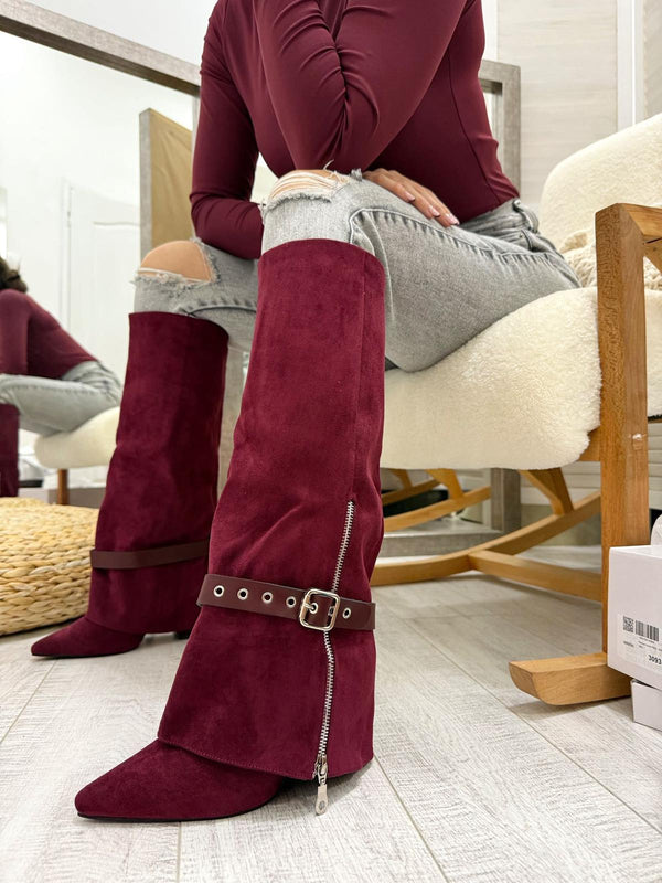 Women boots F902 - WINE RED