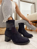 Leather booties F594 - NAVY