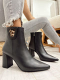 Leather booties F620 - BLACK