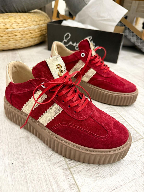 Leather sneakers F650 - RED