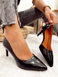 Leather heels F335 - BLACK