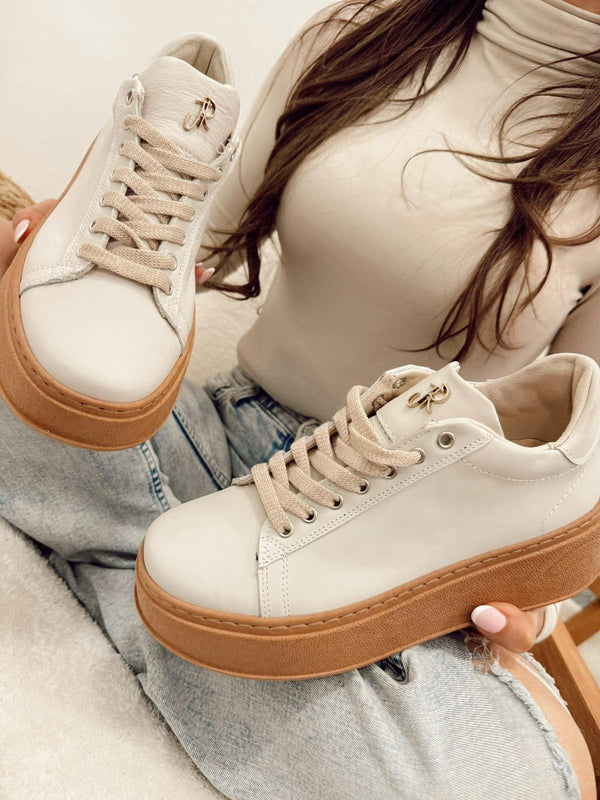 Leather sneakers G043 - BEIGE