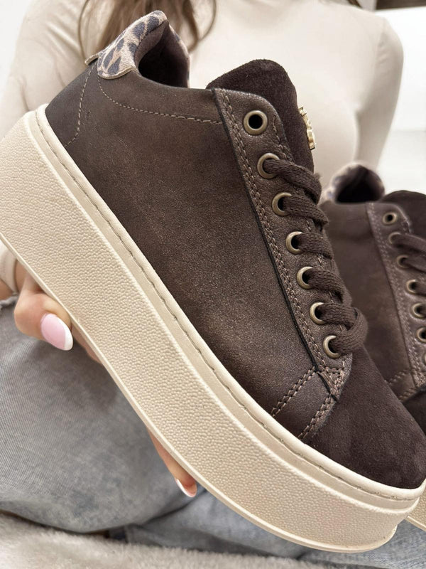 Leather sneakers G043 - DARK BROWN