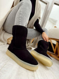 Leather booties F667 - BLACK