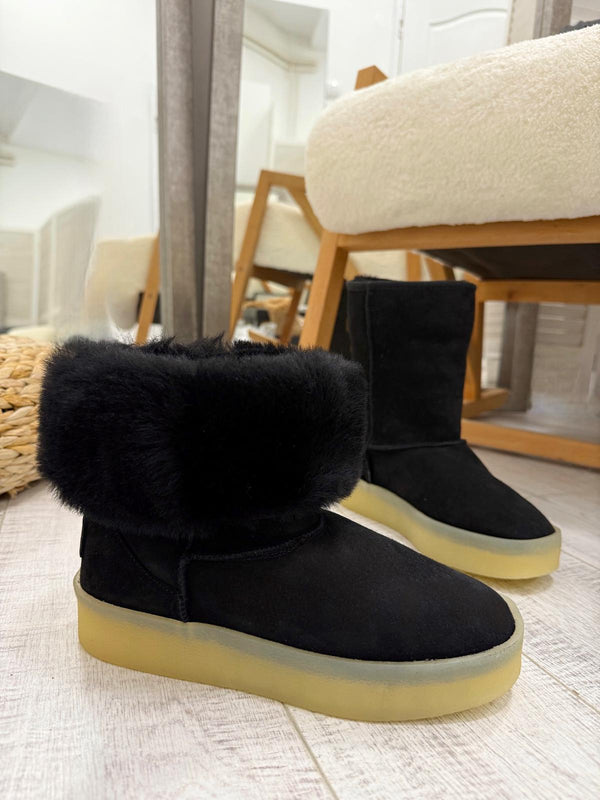Leather booties F667 - BLACK