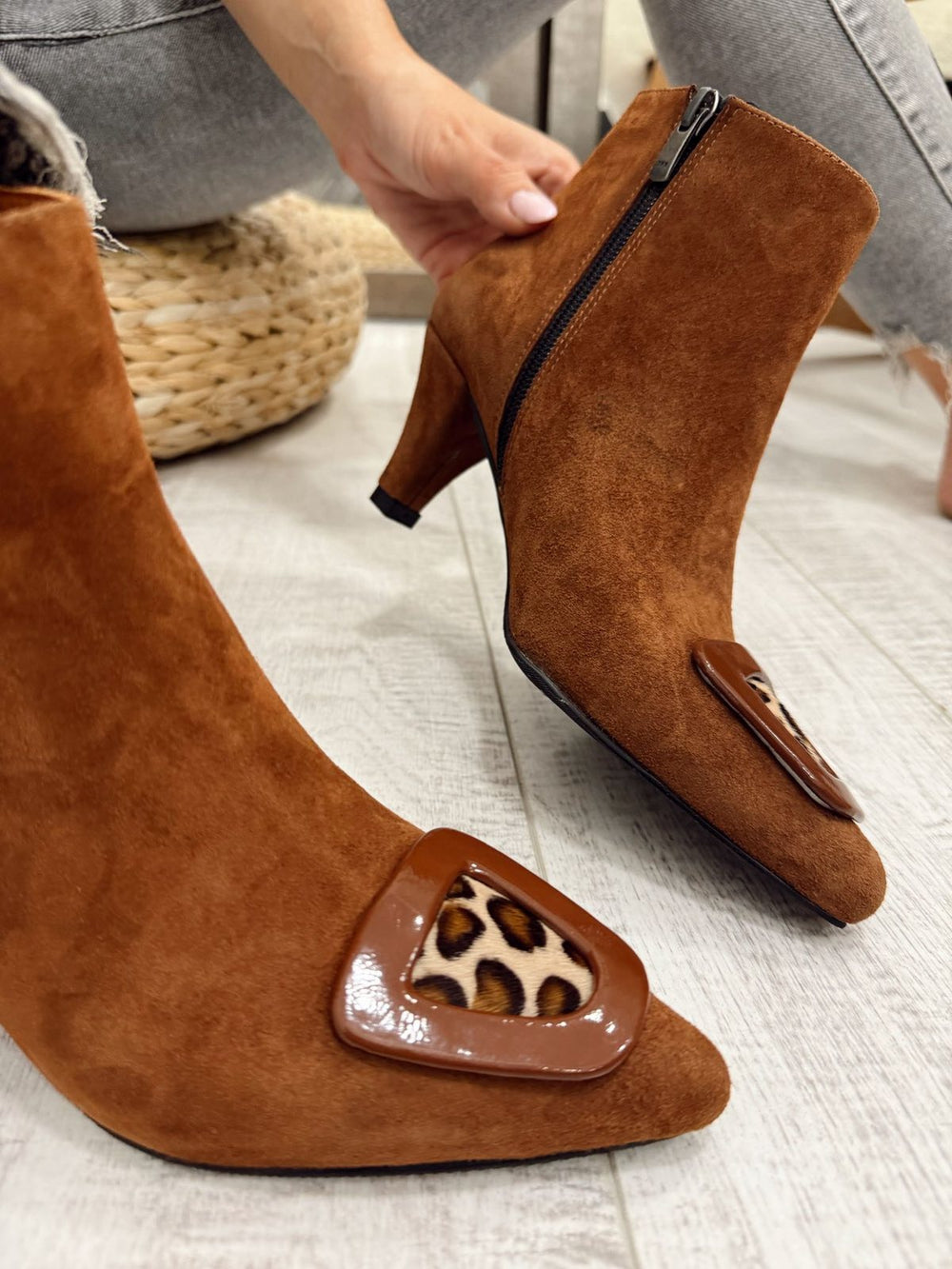 Lederstiefeletten F618 - CAMEL