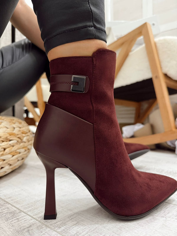 Women half boots F501 - WINE RED