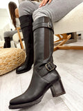 Leather boots F642 - BROWN