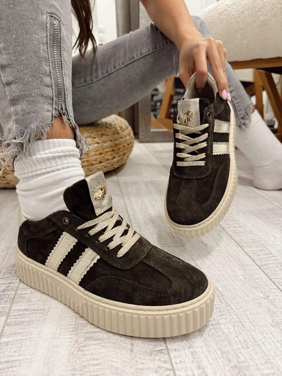 Ledersneaker F650 – DUNKELGRÜN