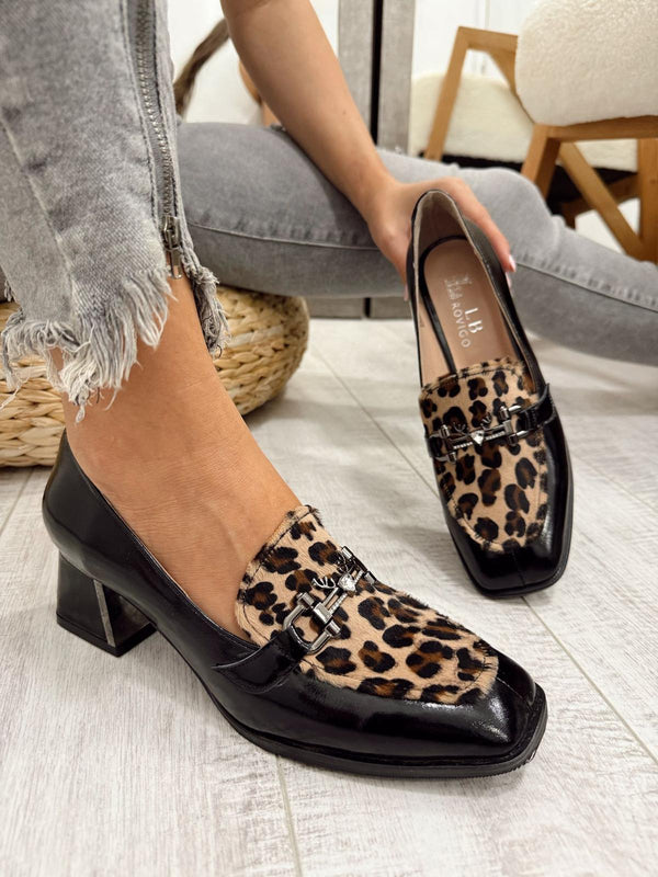 Leather shoes & flats F622 - BLACK