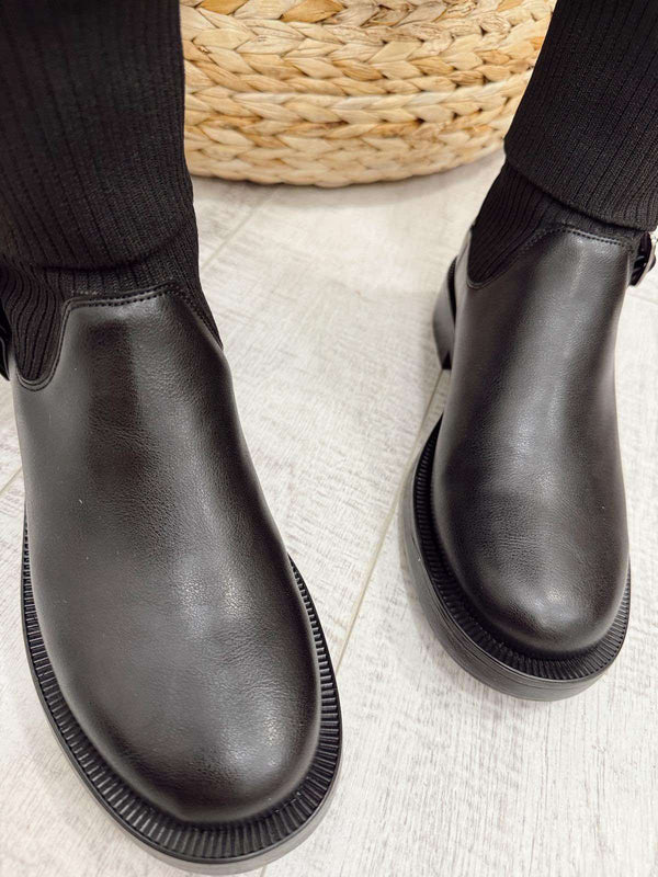 Women half boots F549 - BLACK