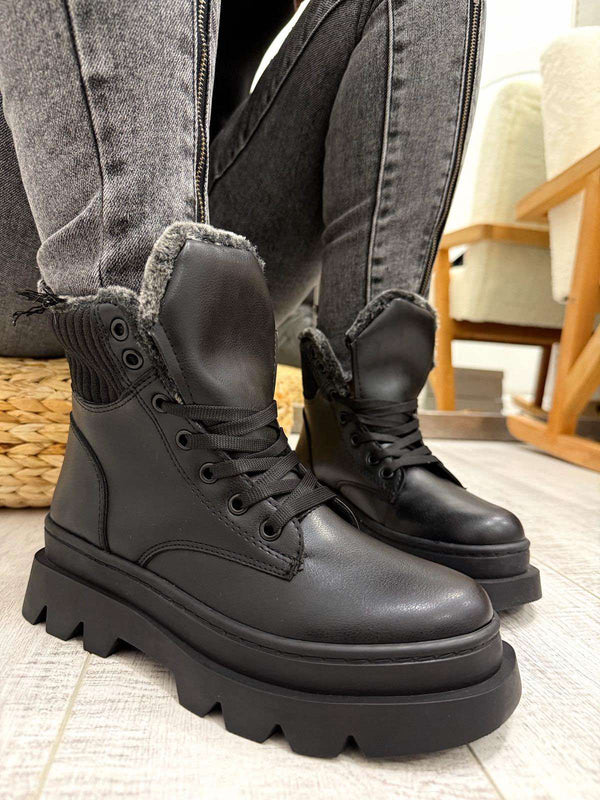 Women half boots F552 - BLACK