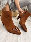 Lederstiefeletten F618 - CAMEL