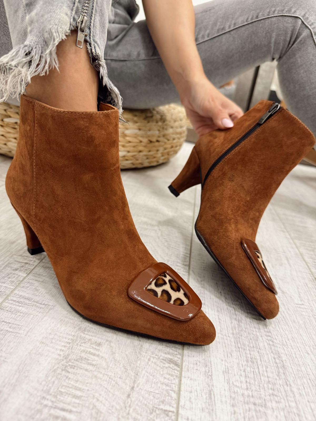 Lederstiefeletten F618 - CAMEL