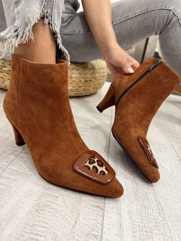 Leather booties F618 - CAMEL