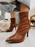 Lederstiefeletten F829 - CAMEL