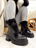 Lederstiefeletten F664 - SCHWARZ