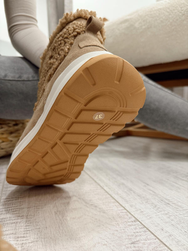Leather booties F666 - BEIGE