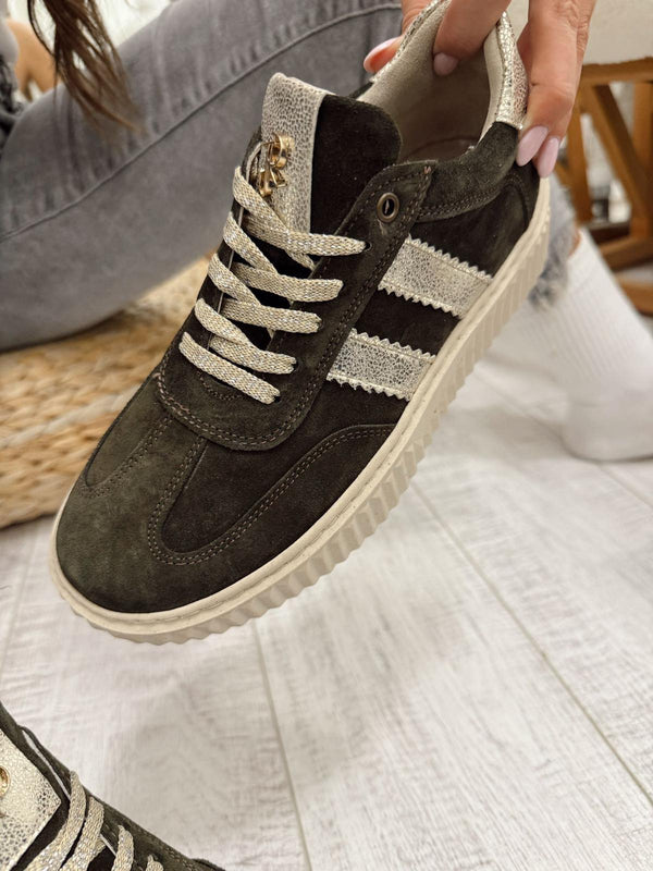 Leather sneakers F650 - DARK GREEN