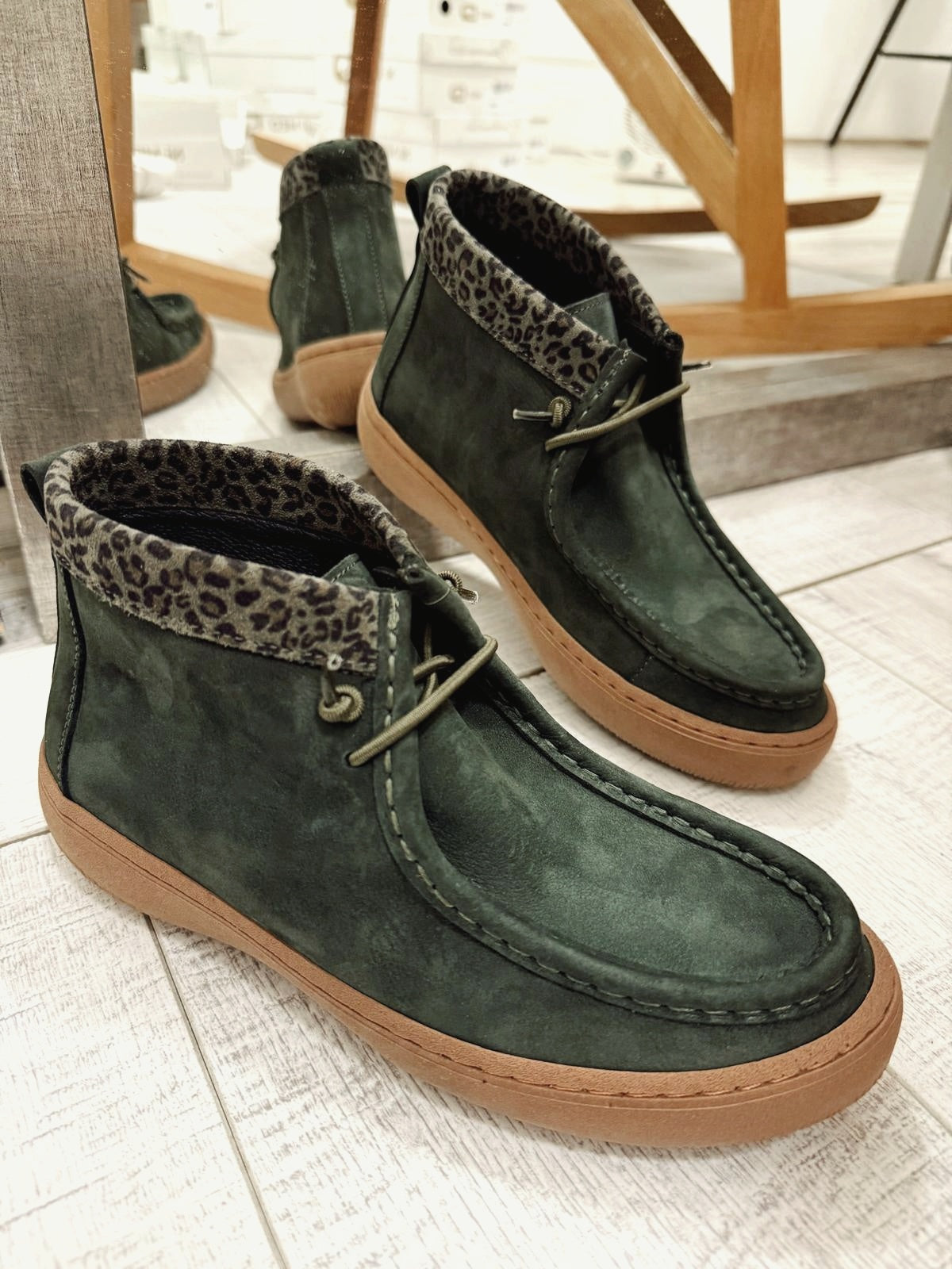 Leather booties F772 - DARK GREEN