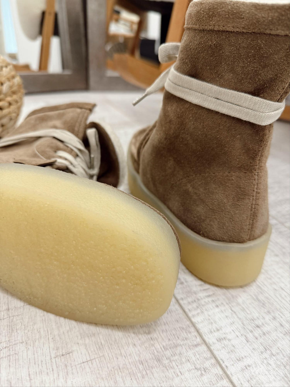 Leather booties F668 - BEIGE