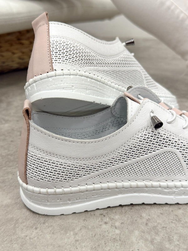 Leather sneakers G399 - WHITE