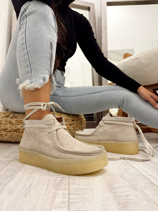 Leather booties F669 - BEIGE