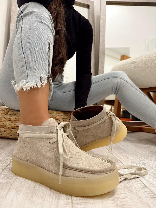 Leather booties F669 - BEIGE