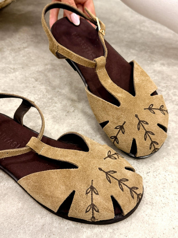Leather sandals G433 - BEIGE