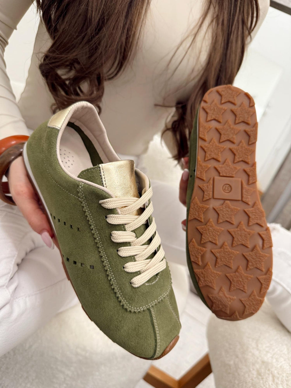 Leather sneakers G124 - GREEN