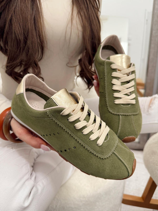 Leather sneakers G124 - GREEN
