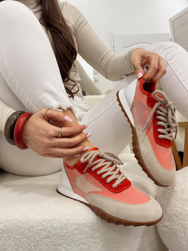 Leather sneakers G145 - CORAL